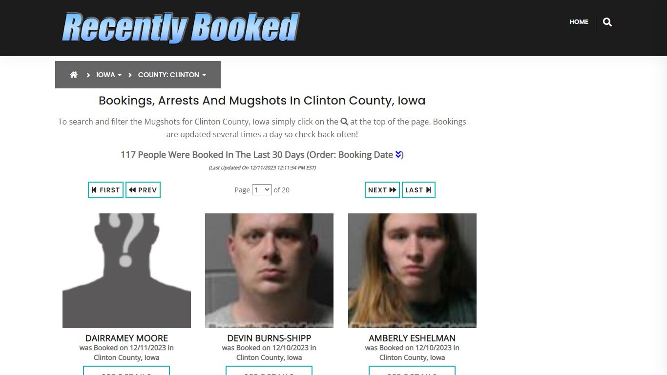Recent bookings, Arrests, Mugshots in Clinton County, Iowa